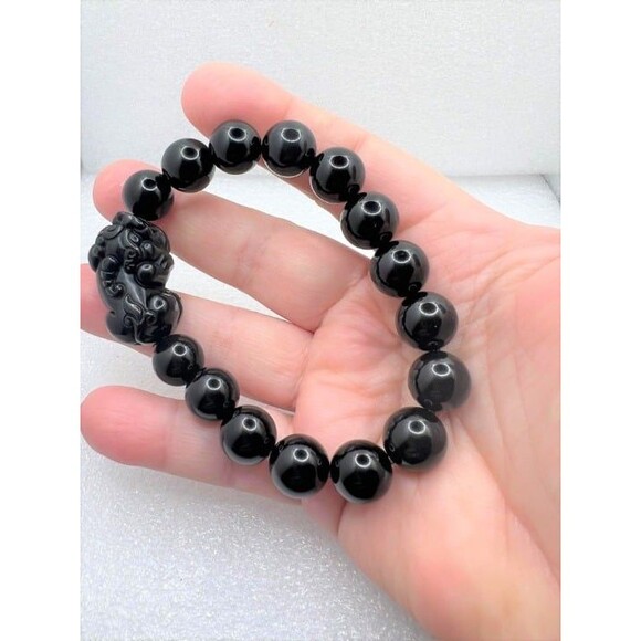 Tiger Eye or Black Obsidian Pixiu Bracelet - Your Choice - Stretch - Picture 10 of 10